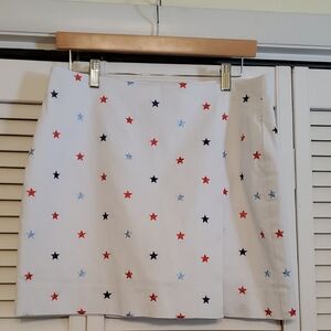 Crown & Ivy Patriotic Embroidered Star Skort Skirt, Size 10
